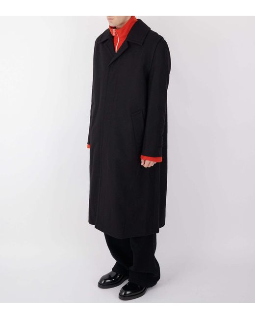 Rier Black Loden Wool Coat for men