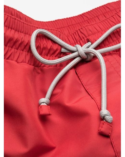 Brunello Cucinelli Red Panelled-Design Swim Shorts for men
