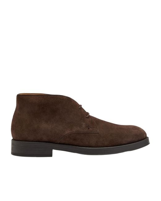 Tod's Brown Gommino Suede Boots for men