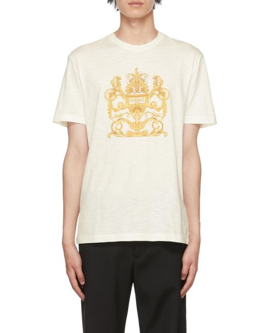 Versace White Baroque-Pattern Print T-Shirt for men
