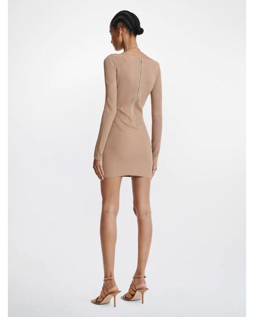 Dion Lee Brown Angled Ribbed-Knit Dress