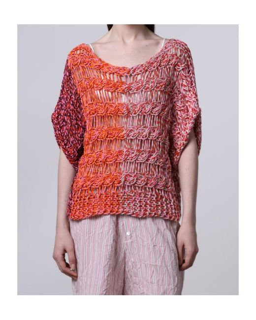 Roberto Collina Red Cable-Knit Top