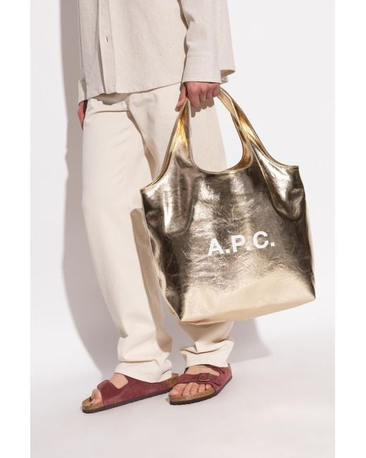 A.P.C. Natural Ninon Logo Printed Shopper Bag