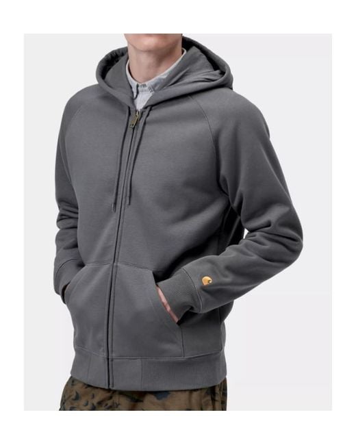 Carhartt Gray Hooded Chase Zip-Up Hoodie for men