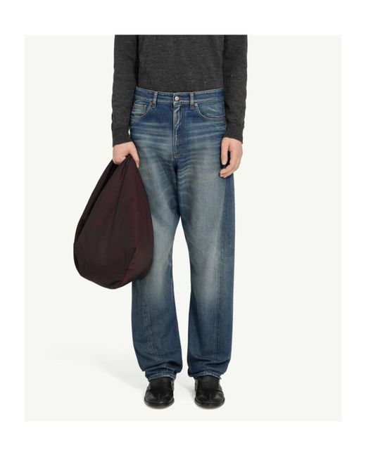 MM6 by Maison Margiela Blue Logo Patch Straight Leg Jeans for men