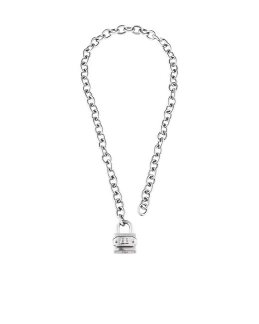 Balenciaga White Bb Padlock Necklace for men