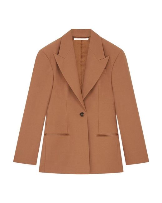Stella McCartney Brown Moulded Wool Single-Breasted Blazer