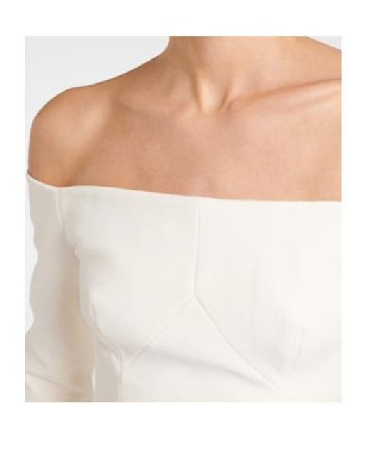 Safiyaa White Bridal Off-Shoulder Crêpe Gown