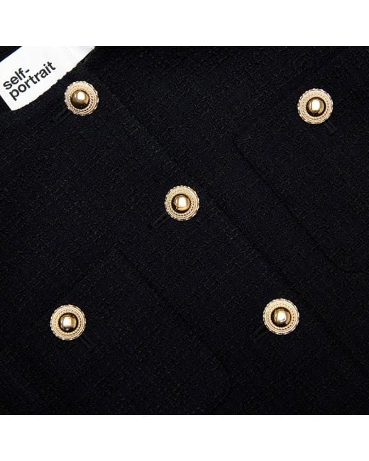 Self-Portrait Black Boucle Fur Cuff Jacket