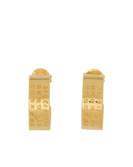 MM6 by Maison Margiela Metallic Numeric Engraved Hoop Earrings for men