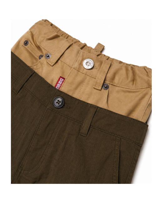 DSquared² Green Layered-Design Trousers