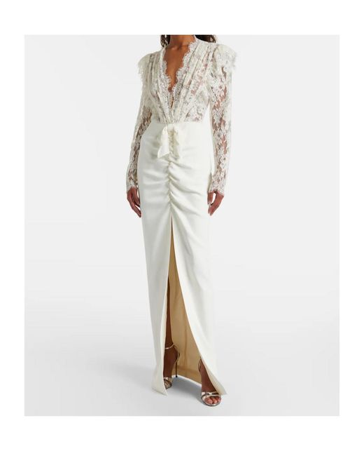 Alessandra Rich White Lace Gown