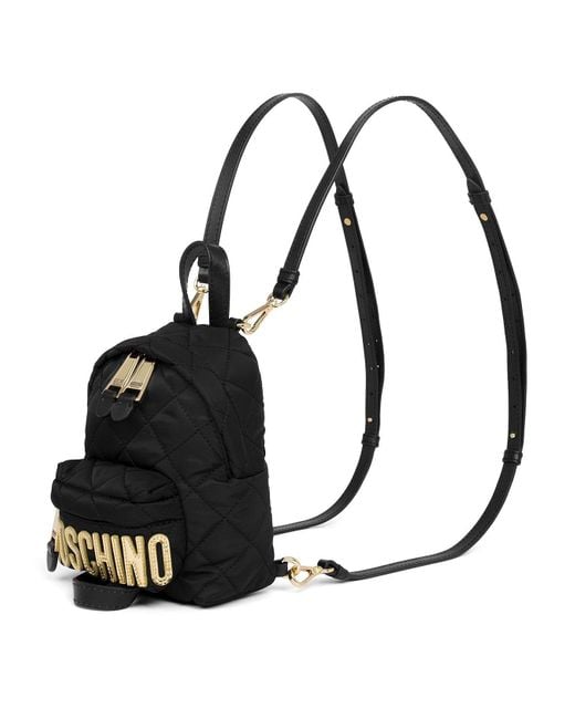 Moschino Black Checked Mini Backpack