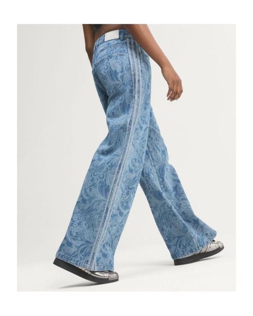 Adidas Originals Blue Paisley Wide-Leg Jeans