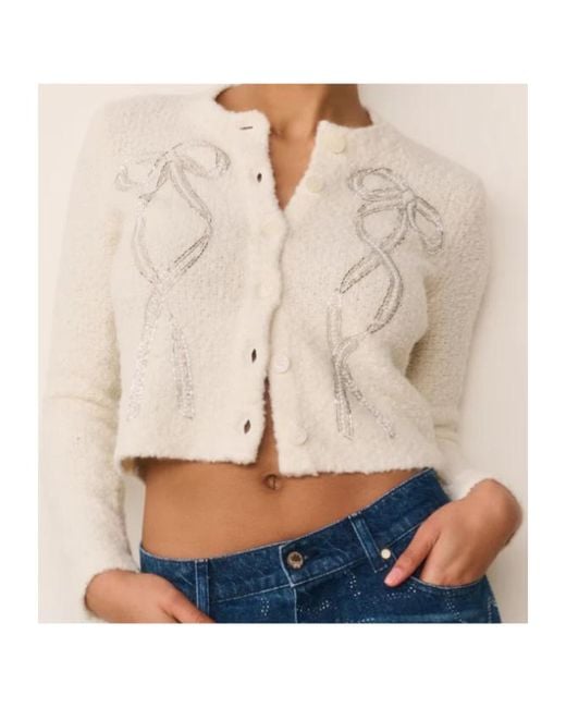 LoveShackFancy White Leocadia Embellished Cardigan