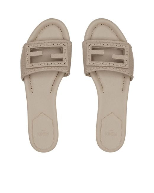 Fendi White Baguette Ff Slip-On Slides