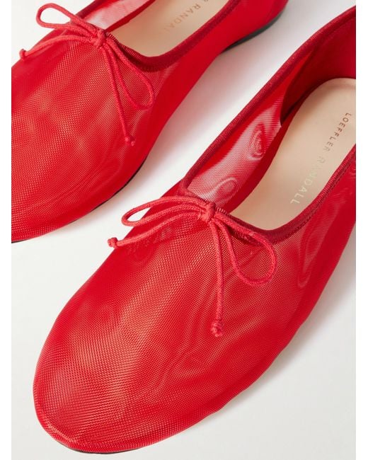 Loeffler Randall Red Mesh Fabric Ballet Flat Shoes
