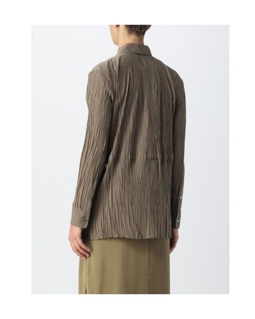 Theory Green Tie-Waist Crinkled Shirt