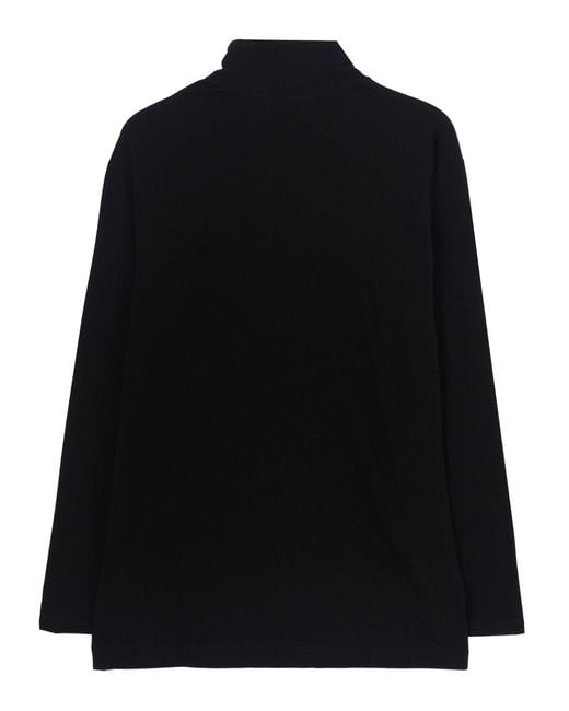 Yohji Yamamoto Black Soft Single Jersey High Neck Long Slv Tee for men