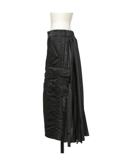 Sacai Black Twill Skirt