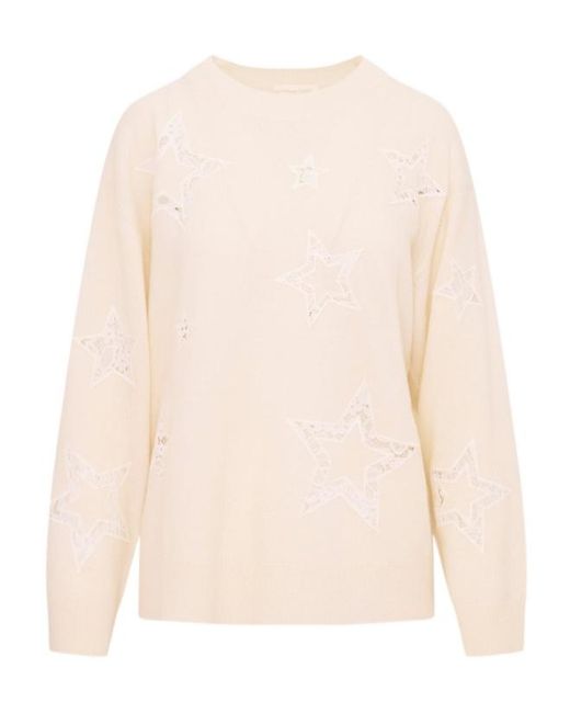 LoveShackFancy Natural Westcott Star Cutout Knitted Sweater