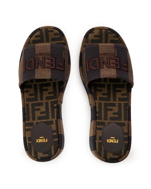 Fendi Brown Jcqrd Flatfrm Ld05