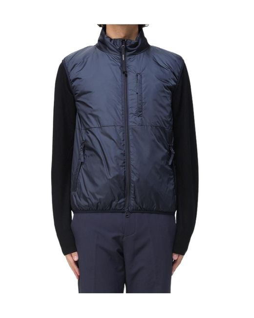 Aspesi Blue Stand-Up Collar Zip-Up Vest for men