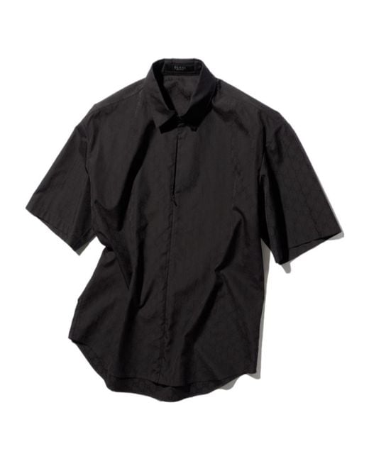 Gucci Black Gg Cotton Poplin Zip Shirt for men