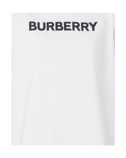 Burberry White Logo Printed Crewneck T-Shirt
