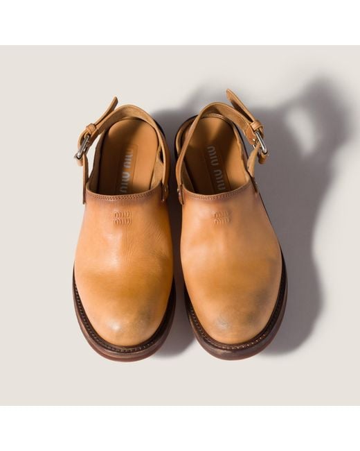 Miu Miu Brown Foule Buckle-Fastened Mules