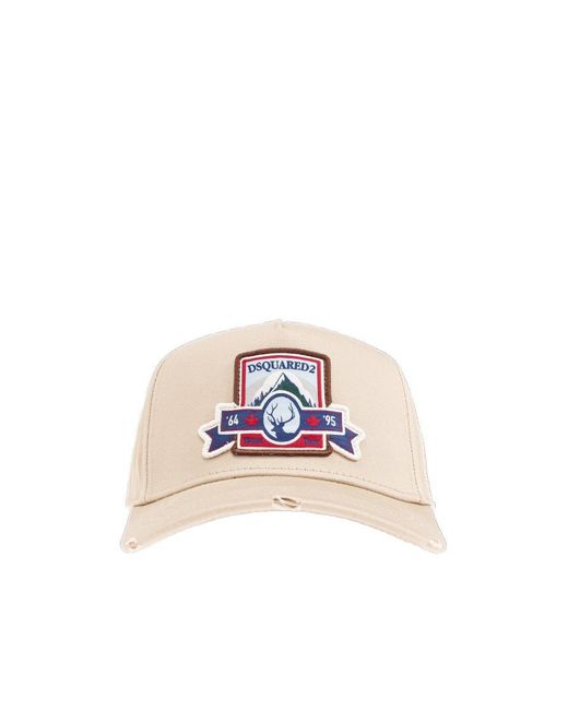 DSquared² Pink Logo Patch Distressed Baseball Cap for men