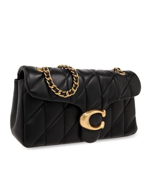 COACH Black Tabby 26 Logo Plaque Quilted Crossbody Bag