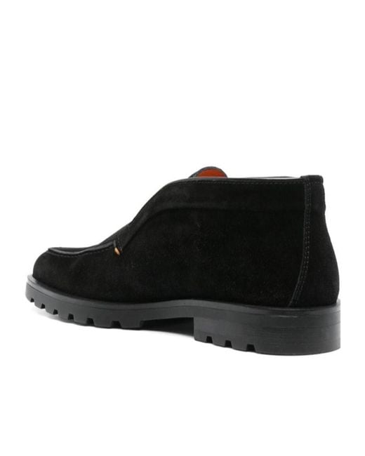Santoni Black Round-Head Short Boots for men