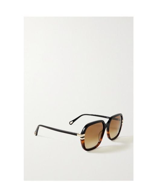 Chloé Metallic Chloé Eyewear Rectangle Frame Sunglasses