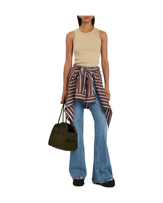 FRAME Blue Mid-Rise Flared Jeans