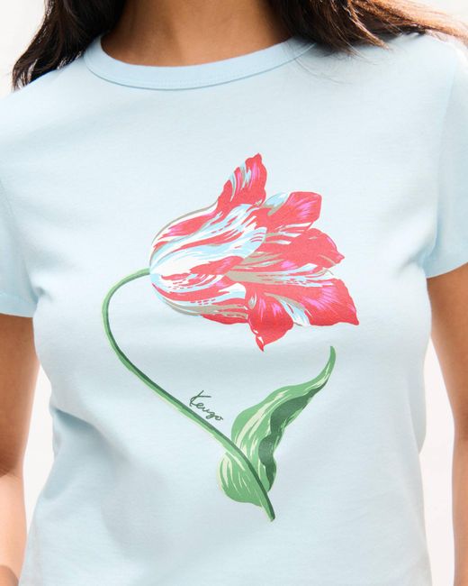 KENZO Blue Floral Print T-Shirt