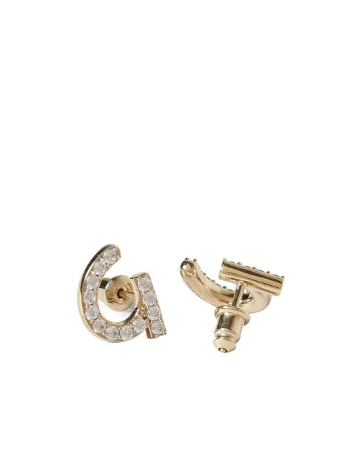 Ferragamo White Ferragamo Geometric Stud Embellished Earrings