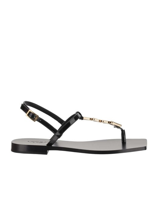 Versace White V-Chain Square-Toe Sandals