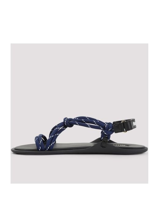 Miu Miu Blue Riviere Cord And Leather Sandals