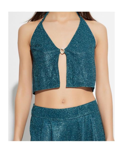 Oseree Blue V-Neck Top