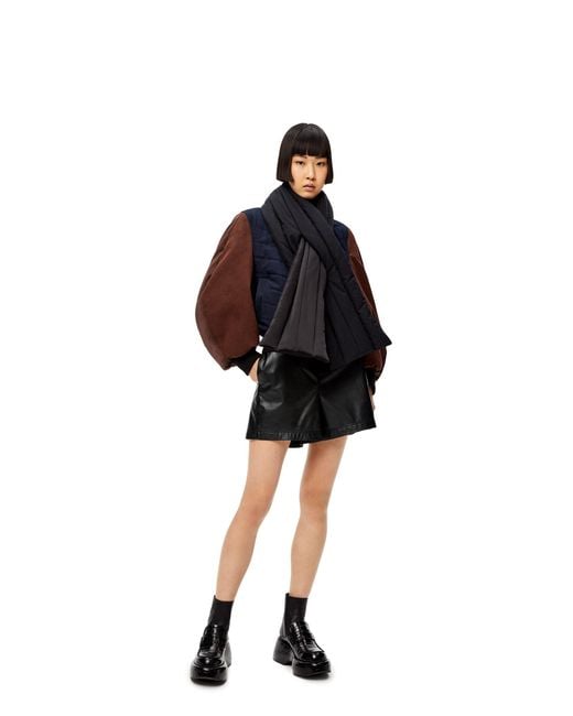 Loewe Black Leather Shorts