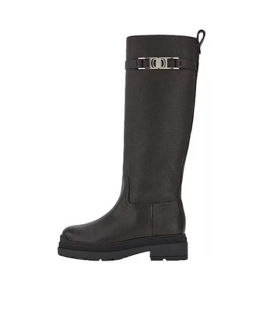Ferragamo Black Ferragamo Vara-Chain Knee-Length Boots