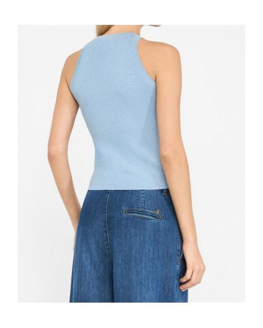 Liu Jo Blue Logo-Embroidered Top