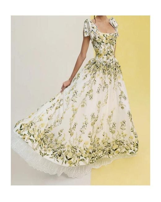 Alice + Olivia White Alice Olivia Haven Floral-Printed Maxi Dress