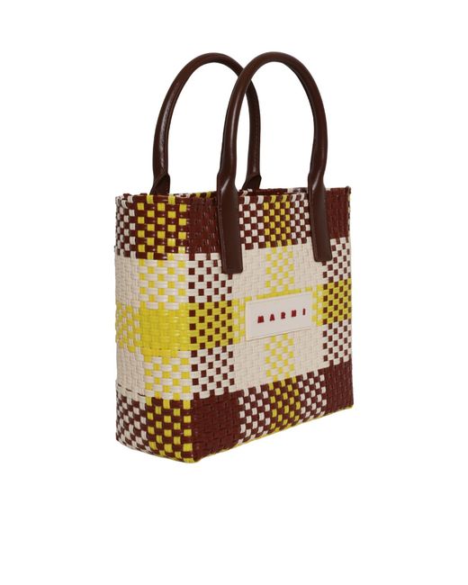 Marni Metallic Check Small Tote Bag