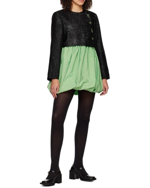 Ganni Black Button-Up Cropped Jacket