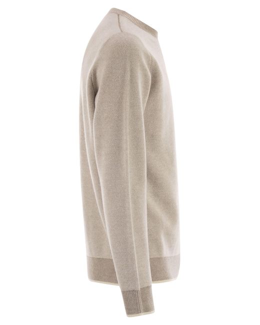 Peserico Natural Textured Crew Neck Knitwear for men