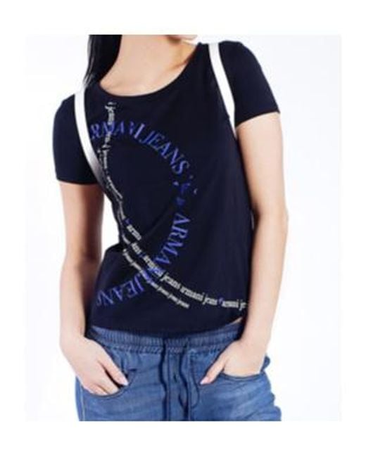 Armani Jeans Blue Logo Details T-Shirt