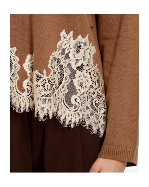 Semicouture Brown V-Neck Sweater