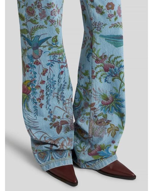 Etro Blue Botanical Flared Jeans